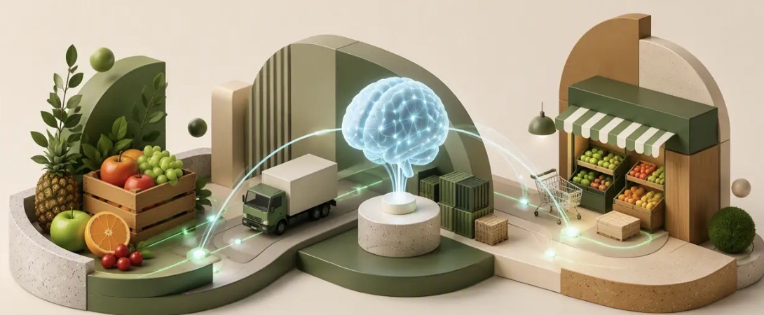 Fruit, a connected AI brain and a grocery store: intelligence across the fresh produce chain.